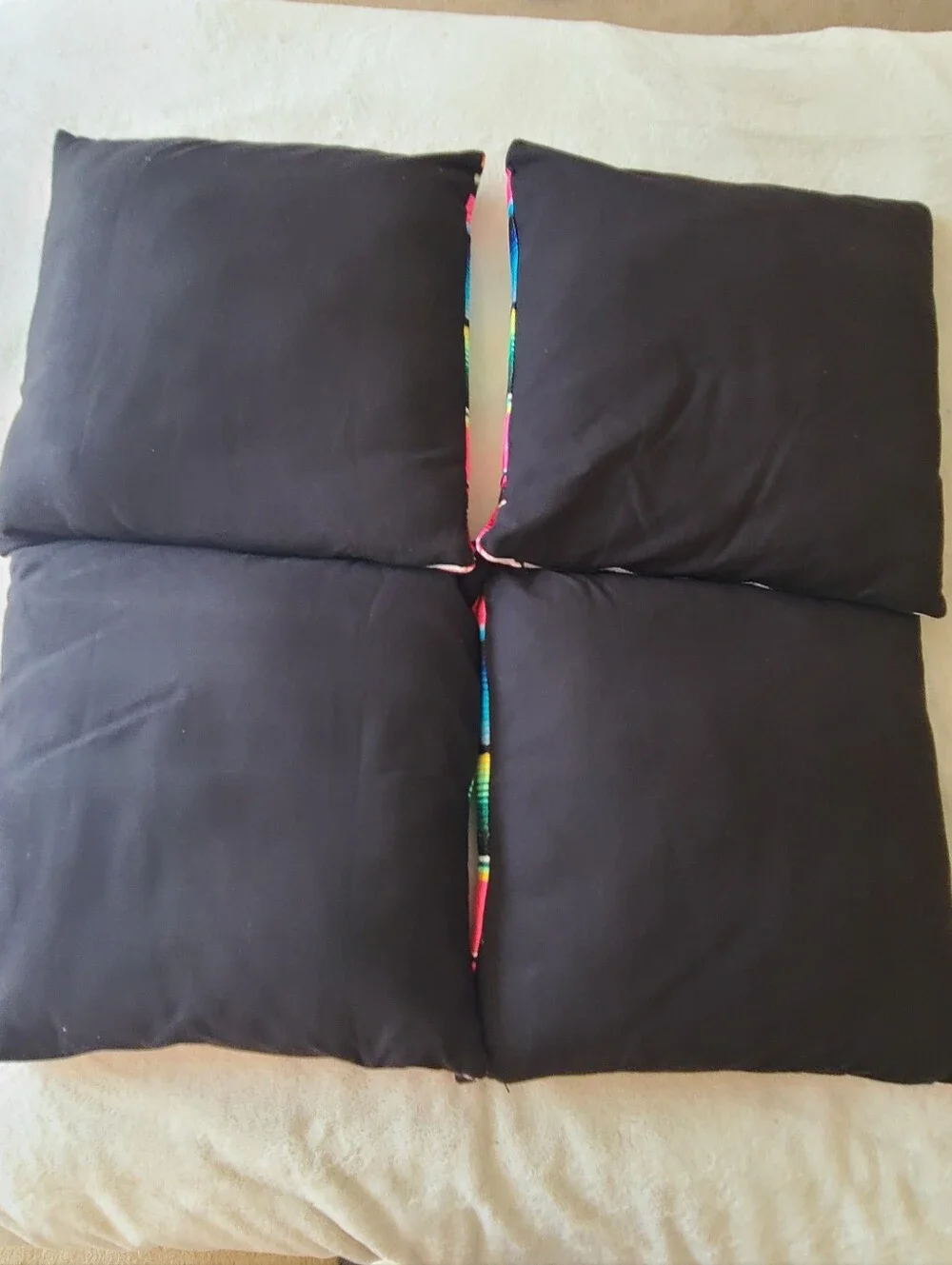 Set of 4 Multicolor Serape Pillow Cushion Bright Pink  Blue 16